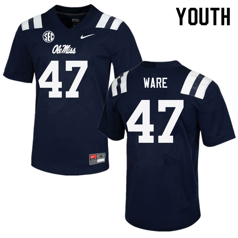 Matt Ware Ole Miss Rebels NCAA Youth Navy #47 Stitched Limited College Football Jersey SNR8658QO